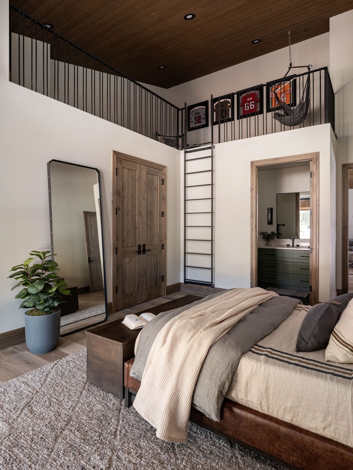 Bunk room loft with jersey display