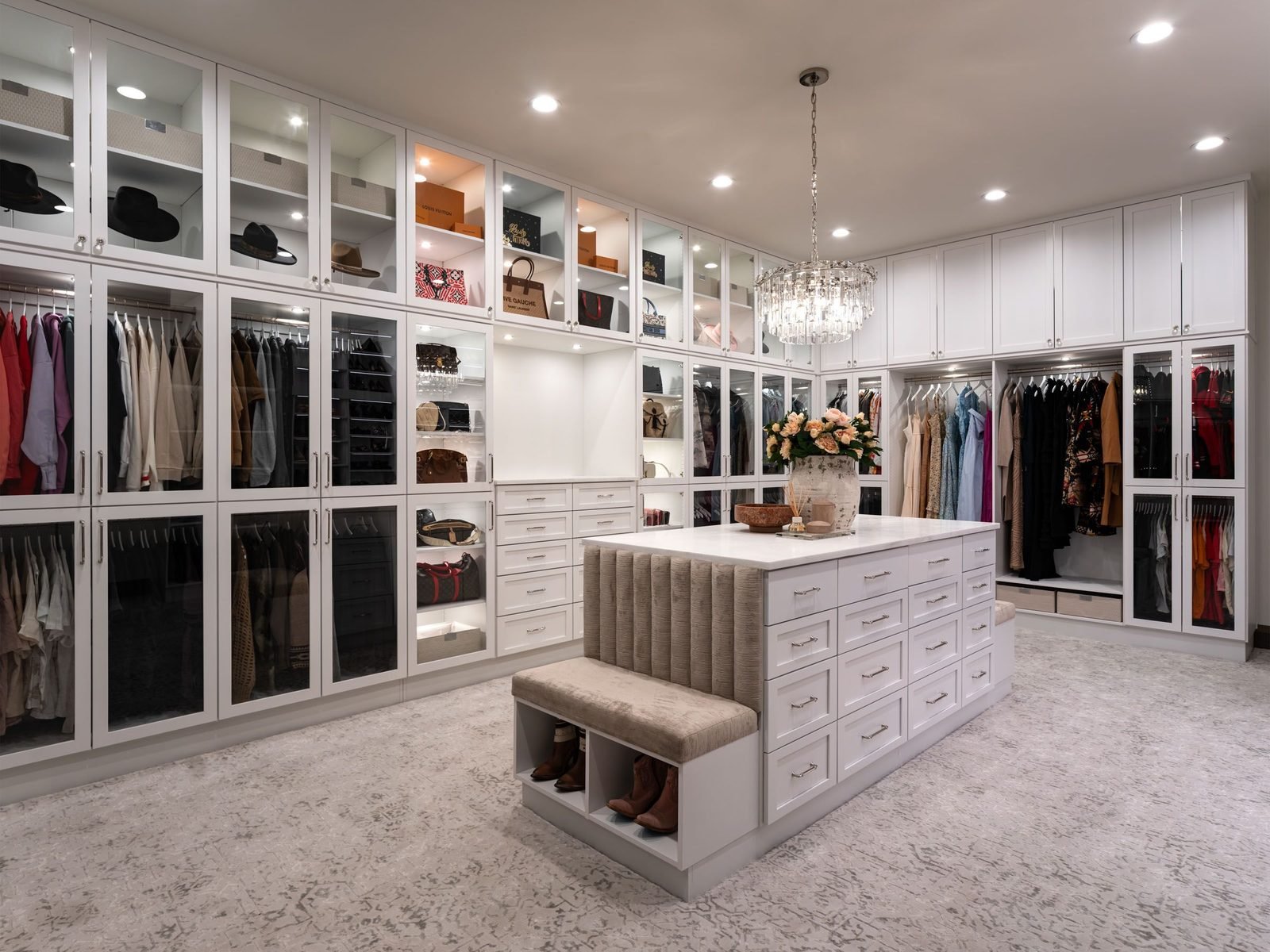 Walk-in closet with center island