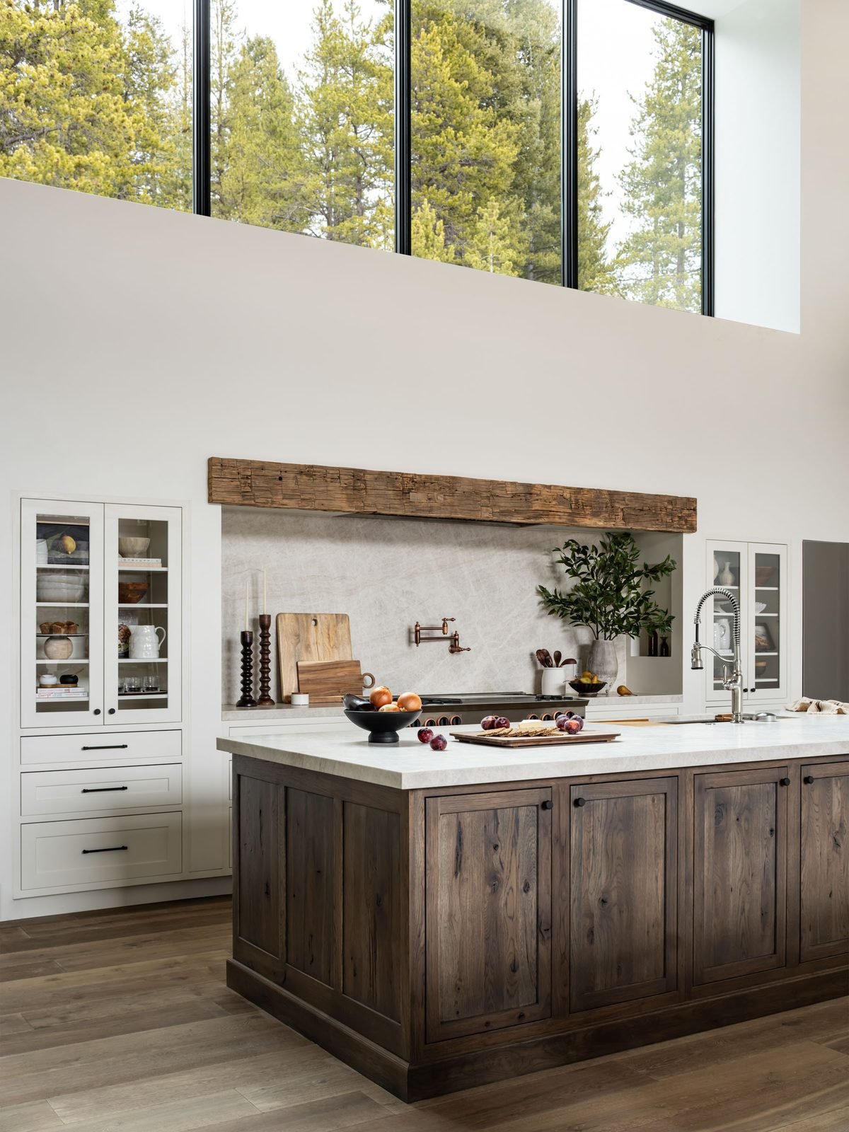 Saorsa Ranch kitchen with walnut island and marble counters