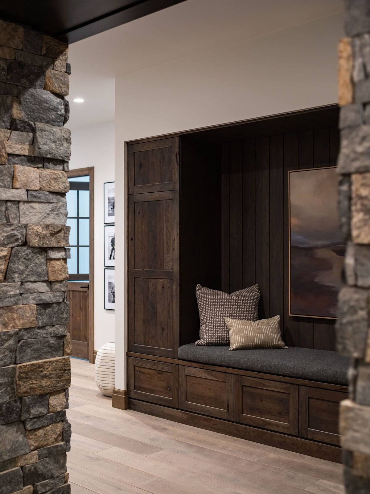 Built-in mudroom bench with storage